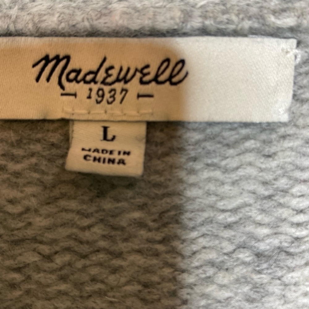 Madewell Lambs Wool Heather Gray Full Zip Jacket Size Large - Picture 3 of 4
